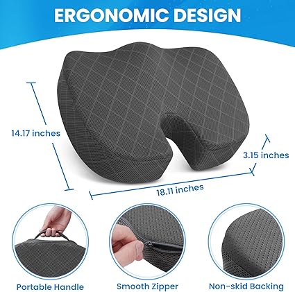 All-Day Comfort Cushion – Memory Foam Support for Work, Drive & Travel